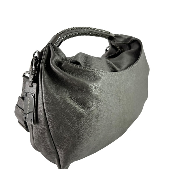 Genuine KENNETH COLE Grey Pebbled Slouchy Leather Shoulder Bag Crossbody - Picture 8 of 11